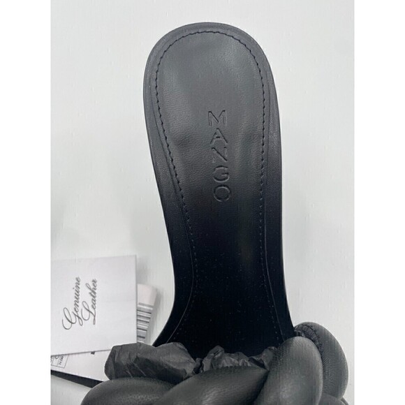Mango Leather braided Sandals Black High Heels Women Size 37 - Picture 6 of 8